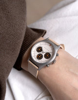 Natural Solar chronograph leather strap watches