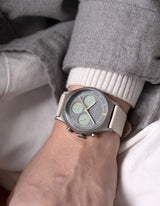 Offwhite solar chronograph leather strap watches