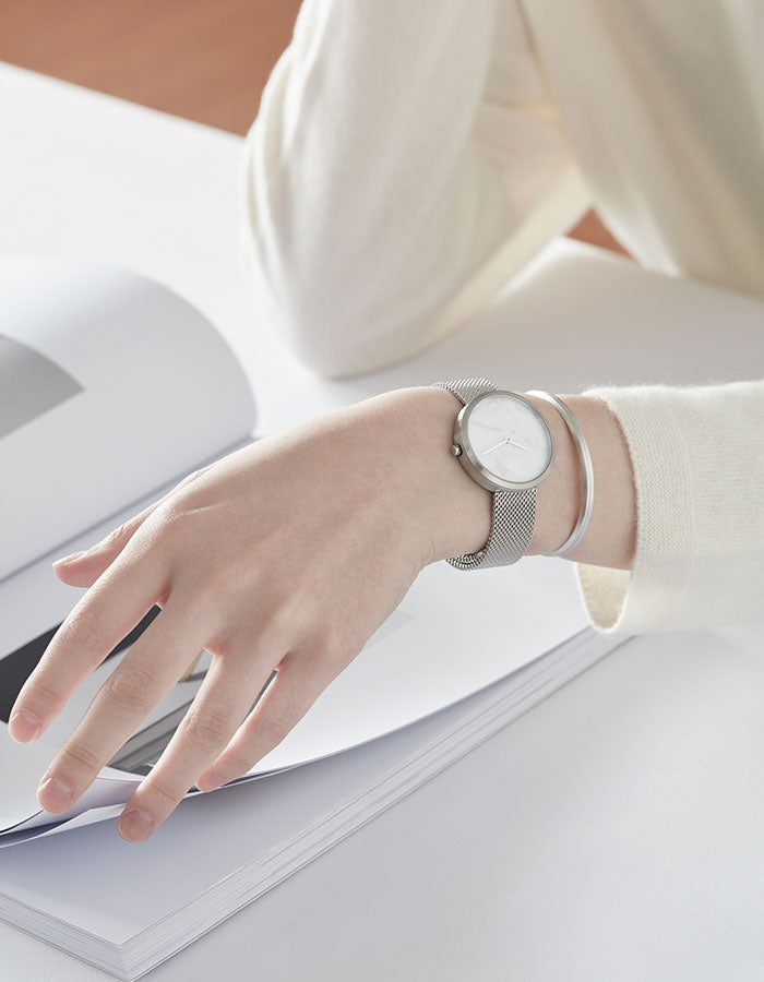 Silver mesh watches for women