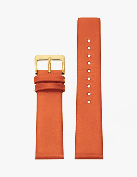 20mm Deco Orange Leather Strap (Gold)