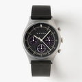 Black Solar chronograph leather strap watches