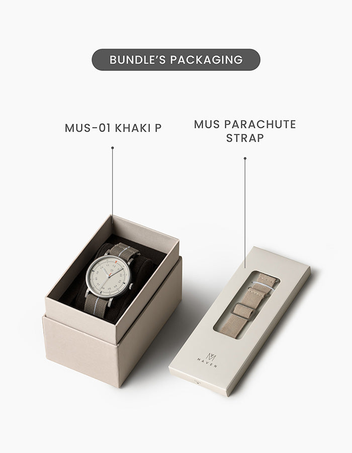 MUS-01 KHAKI P 40MM + SAND PARACHUTE STRAP SET